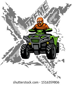 Xtreme ATV off-road Quad bike isolated background.