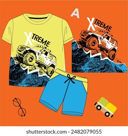 Xtreme car T-shirt Vector Design For Boys .