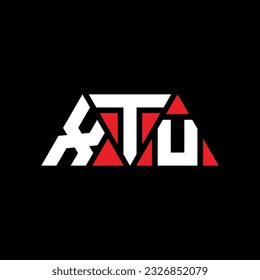 XTU triangle letter logo design with triangle shape. XTU triangle logo design monogram. XTU triangle vector logo template with red color. XTU triangular logo Simple, Elegant, and Luxurious design.