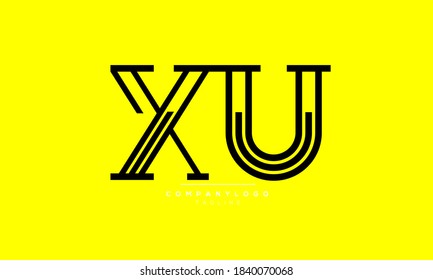 XU iniciales abstractas en monograma diseño del logotipo del alfabeto de texto en letra