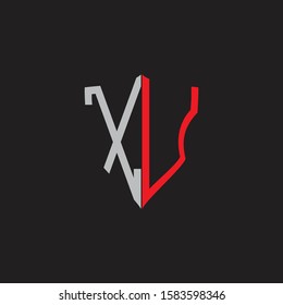 XU  Abstract logo monogram with shield elements isolated on black background