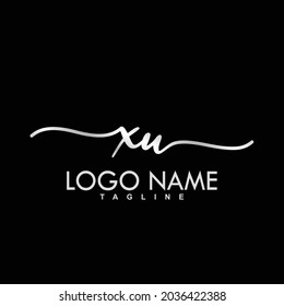 Vector de diseño del logotipo de escritura a mano inicial XU