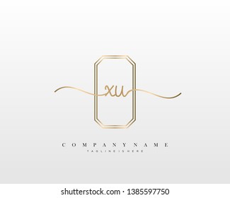 XU initial handwriting logo template vector