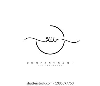 XU initial handwriting logo template vector