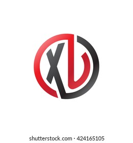 XU initial letters looping linked circle logo red black
