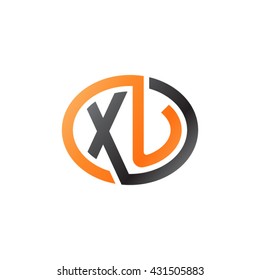 XU initial letters looping linked ellipse logo orange black