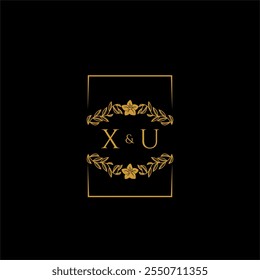 XU Initial Monogramm Dekoration für Hochzeit Logo mit kreativen quadratischen Linie