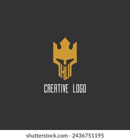 XU initial monogram logo for gaming with creative king spartan image design