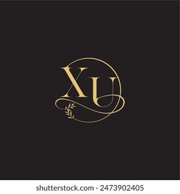 XU Buchstabe Kreis und organischer Stil Luxus Konzept Hochzeit Monogramm Design