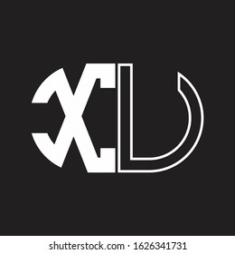 XU Letter logo monogram with oval shape negative space design template