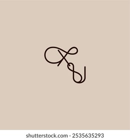 XU letter luxurious organic style and elegant concept dynamic line initial wedding typography monogram
