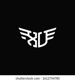XU logo monogram emblem shape with wings style ribbon design template