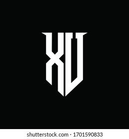 XU-Logo-Monogramm mit Design-Design-Vorlage für Embleme-Schilde
