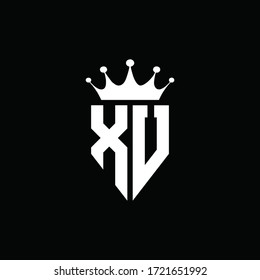 Estilo de emblema monograma del logotipo XU con plantilla de diseño de forma de corona