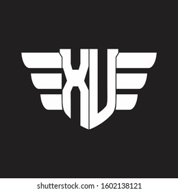 XU Logo monogram with emblem and wings element design template