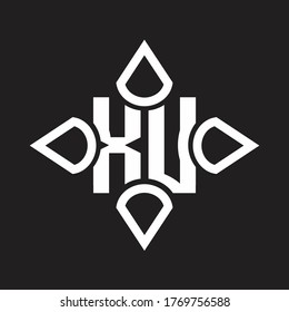XU Logo monogram with four cone rounded by the shape design template