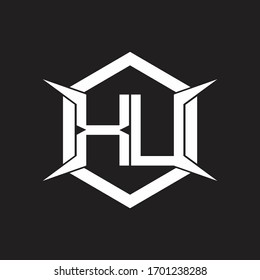 Monograma de logotipo XU con modelo hexagonal y de diseño de cuatro ejes