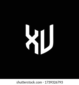 monograma de logotipo xu con plantilla de diseño de forma de escudo
