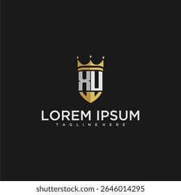 XU luxury letter monogram for crown and shield logo design