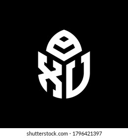 Logo de XU en monograma con forma de ciprés plantilla de diseño de estilo lujoso