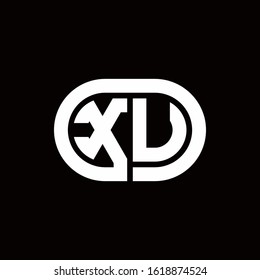 XU monogram logo with an oval style on a black background