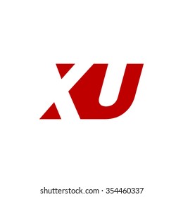 XU negative space letter logo red