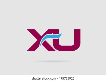 XU negative space letter logo
