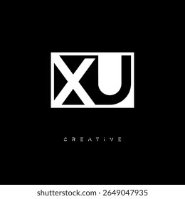 XU Negative Space Monogram – Minimalist Black and White Letter mark Logo for Creative Branding, Fashion Identity and Modern Design Concepts
