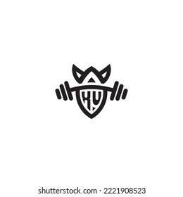 XU simple line fitness gym concept in high quality professional design that will print well across any print media