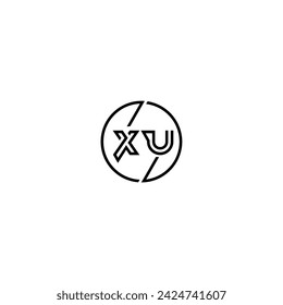XU simple outline concept logo and circle of initial design black and white background