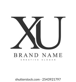 Modelo de logotipo da moda XU. Estilo de fonte clássico da letra inicial x e u. Logotipo criativo do nome ou da identidade da empresa. Ilustração vetorial.