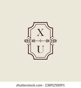 XU Vintage Hochzeit Erstlogo in hochwertigem professionellem Design, das gut in allen Printmedien drucken wird