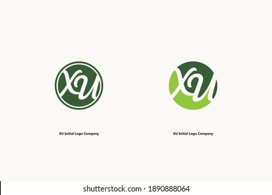 XU Wellness Green letter initial Company logo and Business branding identity