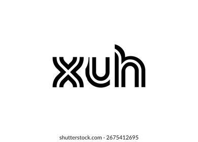 XUH Creative Unique Modern Letter Logo Design. Elegant Monogram Logo Design with Decorative Elements and Typography