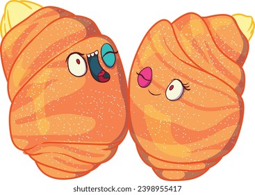 Xuixos Catalan fried puff pastry with cream cute illustrations