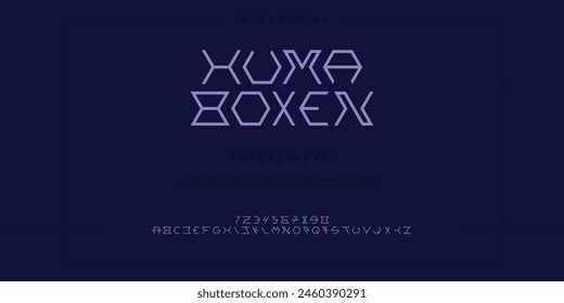 Xuma Boxek abstract lined minimal modern alphabet fonts. Typography technology vector illustration