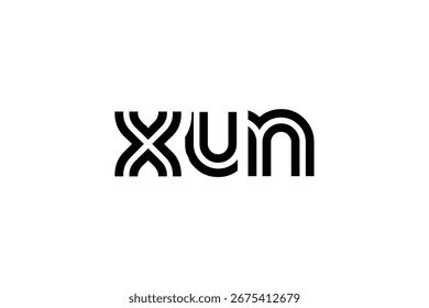 XUN Creative Unique Modern Letter Logo Design. Elegant Monogram Logo Design with Decorative Elements and Typography