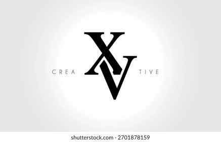 XV Elegant Serif Monogram Logo – Letra tipográfica en minúscula de lujo para marca moderna