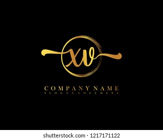 XV initial handwriting logo circle template vector