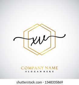 XV Initial Handwriting logo template vector