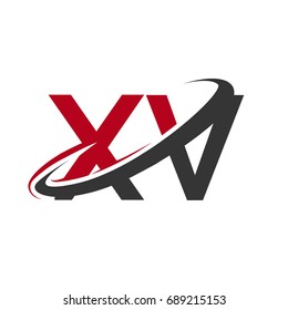 XV initial logo company name colored red and black swoosh design, isolated on white background. vector logo for business and company identity.