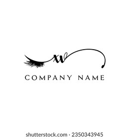 XV logotipo inicial lash logotipo eyelector de etiqueta moderna