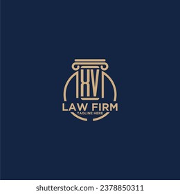 XV initial monogram for law firm with creative circle line