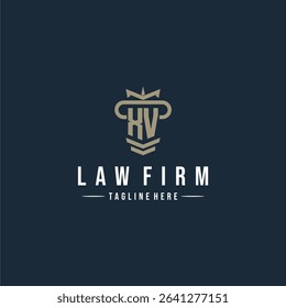 XV initial monogram logo law firm with pillar design