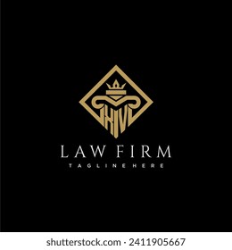 XV logotipo de monograma inicial para la firma de abogados con pilar en diseño cuadrado creativo