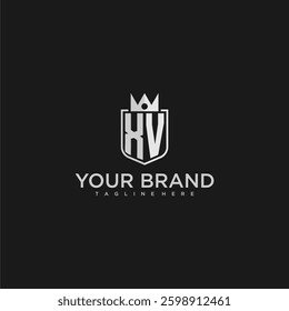 XV initial monogram shield and crown vector image