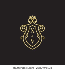 Vintage-Logo der XV-Serie in erstklassigem professionellem Design, das gut auf allen Printmedien drucken kann