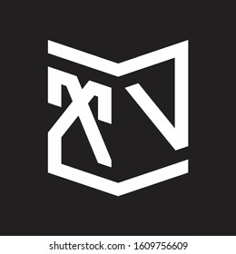 XV Logo Emblem Monogram With Shield Style Design Template Isolated On Black Background