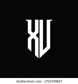XV logo monogram with emblem shield style design template