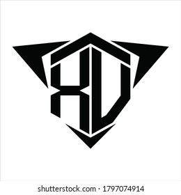 XV Monograma con flecha de alas alrededor de la plantilla de diseño sobre fondo blanco